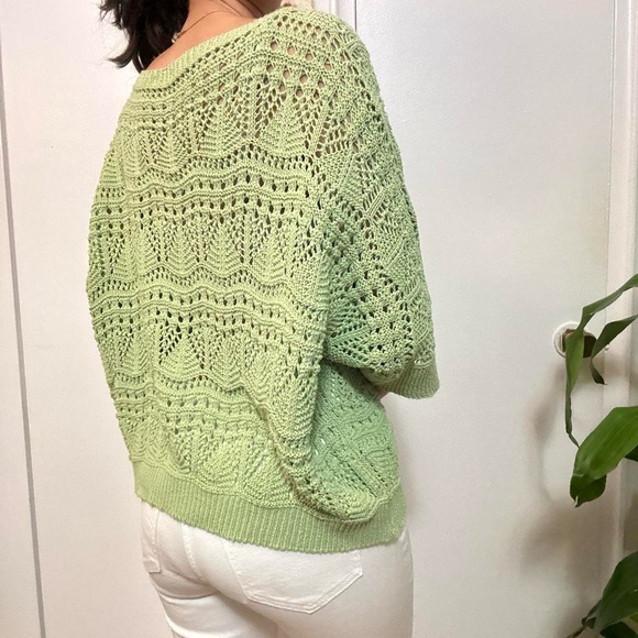Designer  Knit Crochet Sweater Green Size Small - Picture 5 of 8